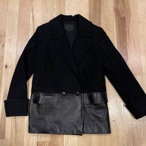 Alexander Wang wool and lamb skin pea coat NEW